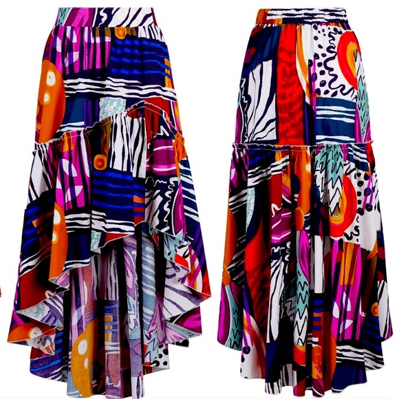 New York & Company Dresses & Skirts - Gabrielle Union - NY and Company High-Low Colorful Floral Print Skirt Size M.